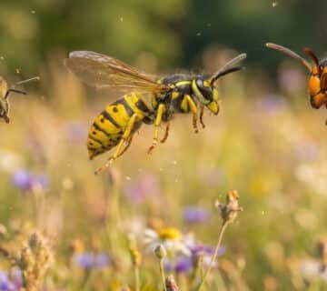 Une abeille une guepe et un frelon