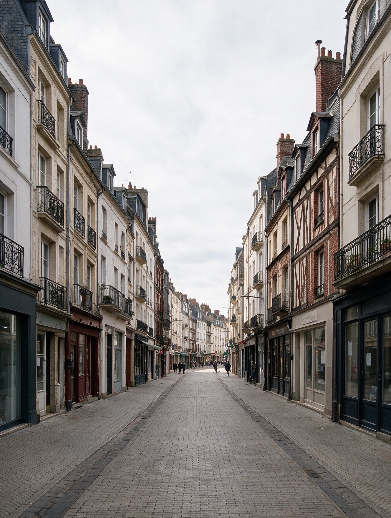 Grande rue à dieppe avec les appartements